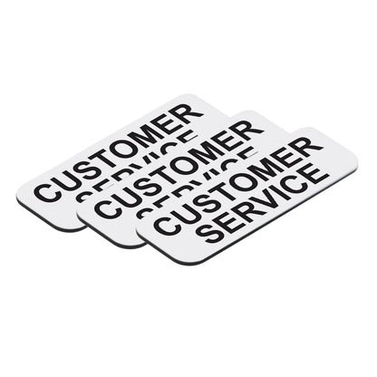 White Customer Service 1 x 3" Name Tag, (3 Pack)